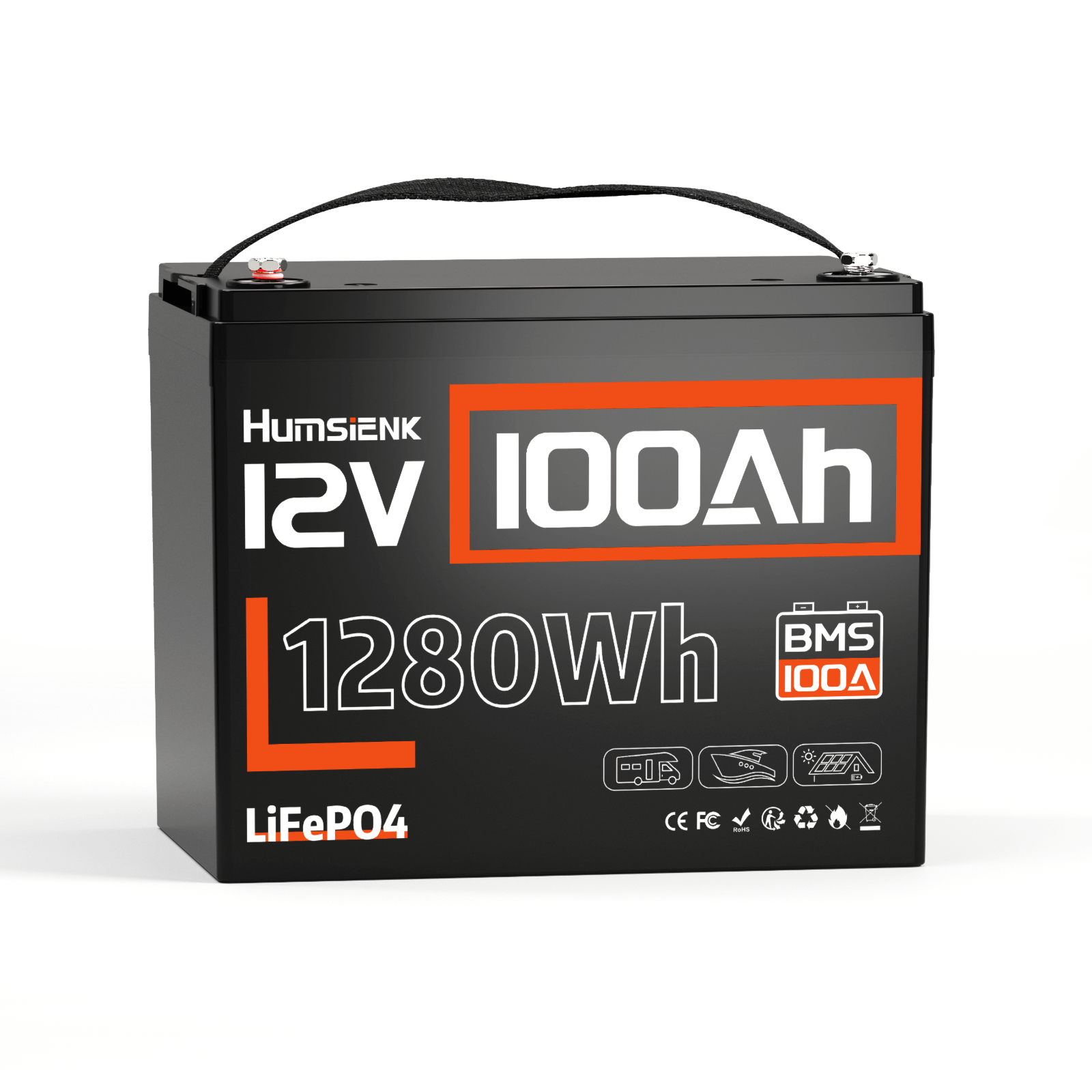 Humsienk 12V 100Ah LiFePO4 Lithium Battery
