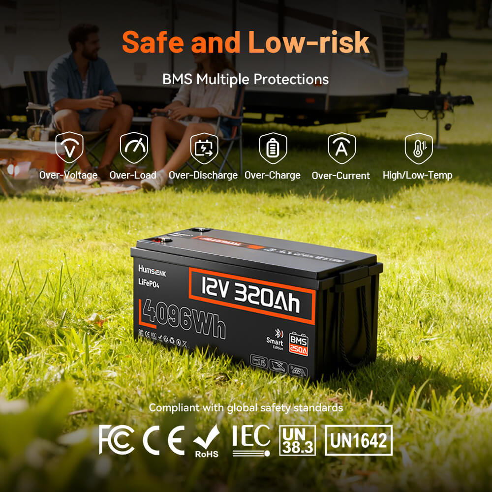 Humsienk 12V 320Ah Bluetooth LiFePO4 Battery Reliable Lithium Battery
