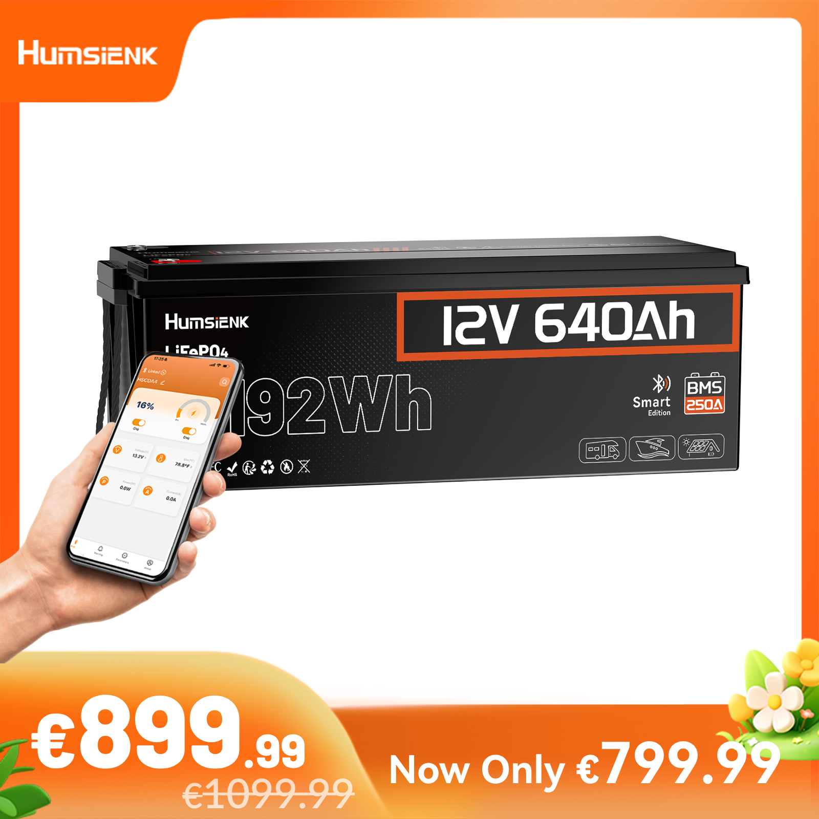 Humsienk_12V_640Ah_LiFePO4_Battery_Bluetooth_250A_BMS