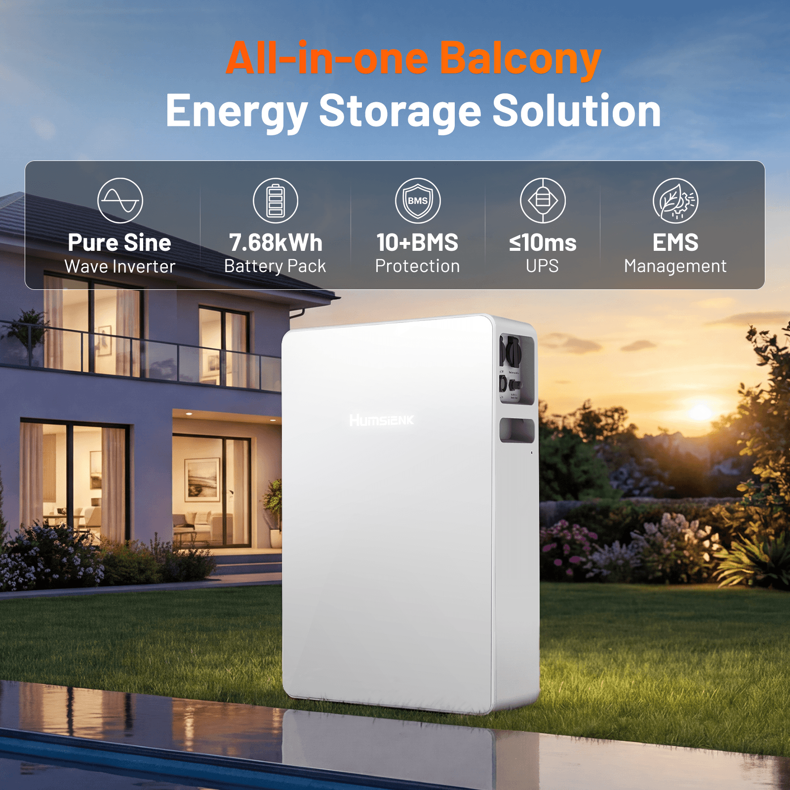 Humsienk NOVA All-in-One 2500W Balcony Solar System (7680Wh LiFePO4)