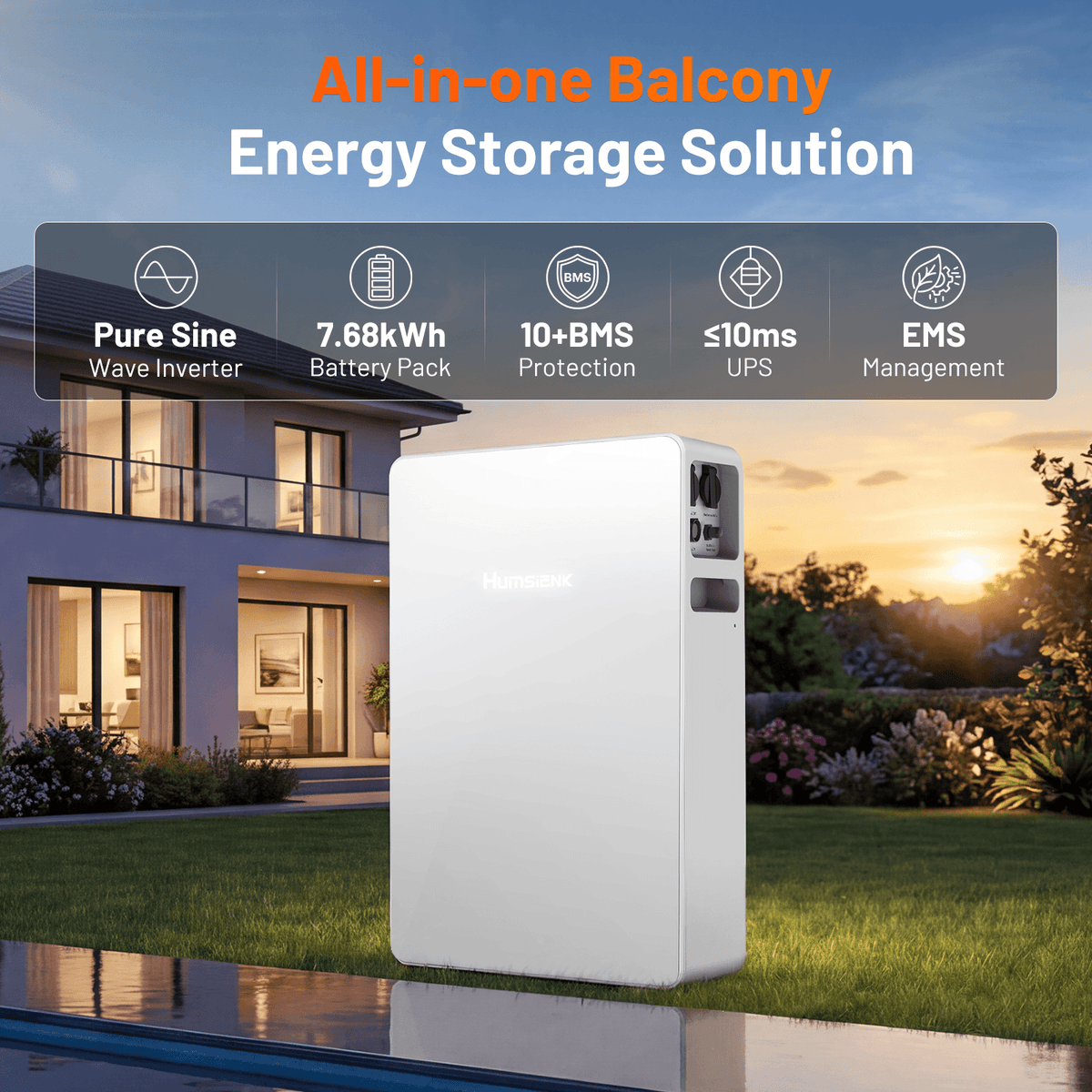 Humsienk NOVA All-in-One 2500W balkonzonnepanelensysteem (7680Wh LiFePO4)