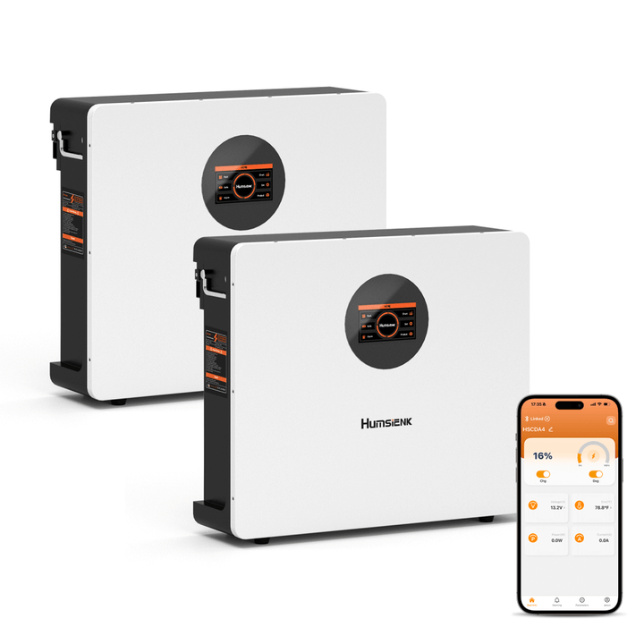 2 Pcs Humsienk 51,2V 100Ah LiFePO4 Solar Battery, 5.12kWh Wall-Mounted Home Battery Storage