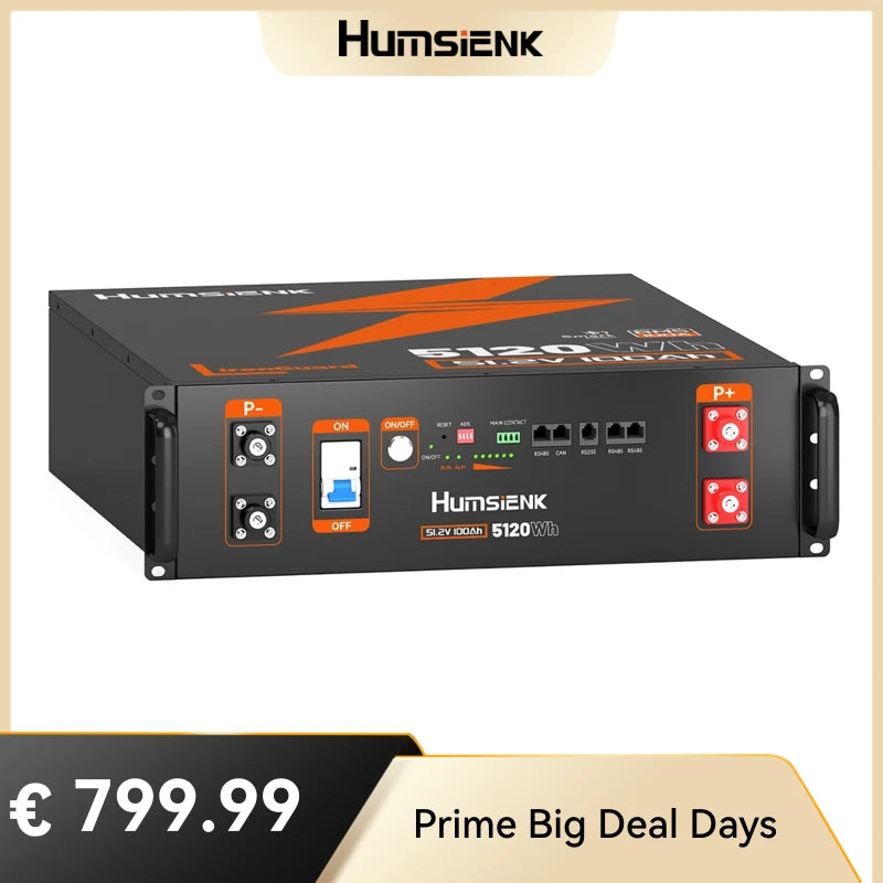 Humsienk 51.2V 100Ah Server Rack Battery (3U Chassis), 5.12kWh Home Backup Power