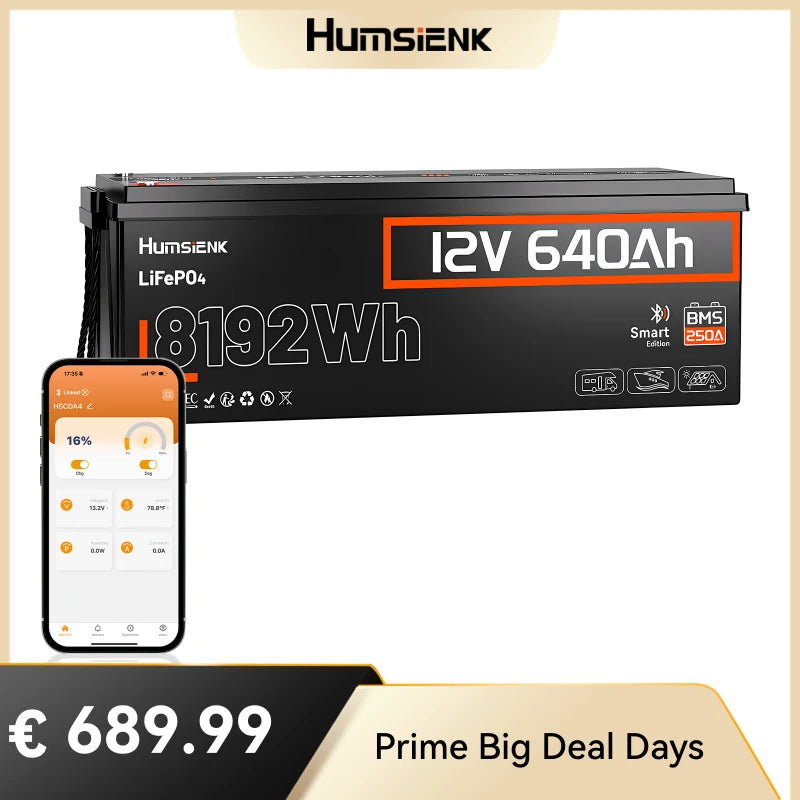 【🔥Flash Sale】Humsienk ORIGIN 12V 640Ah LiFePO4 Battery (Bluetooth & 250A BMS) – ECE R10 Certified