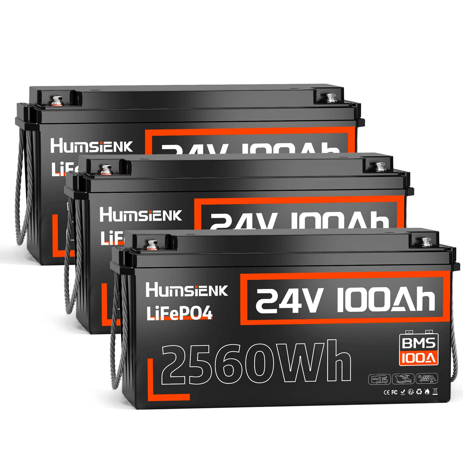 3 units 24V 100Ah LiFePO4 Battery for RV