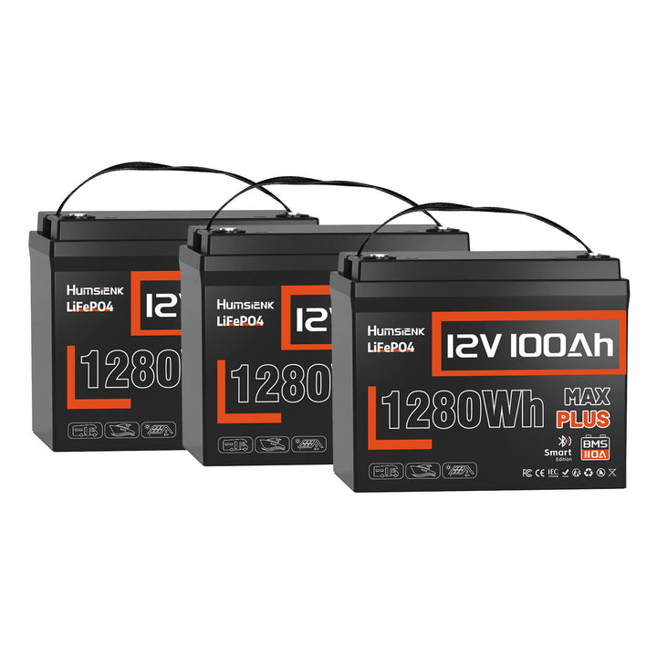 3 units Humsienk 12V 100Ah MAX PLUS Bluetooth Battery