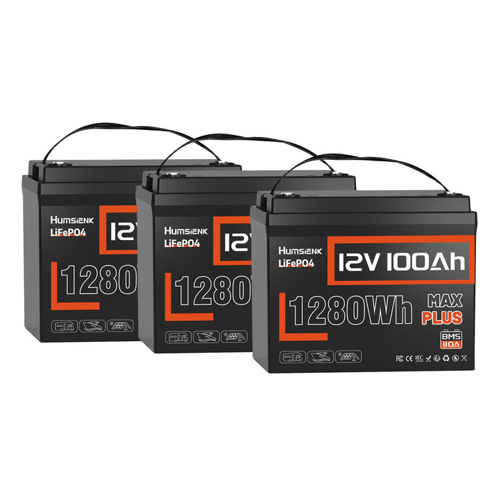 3 units Humsienk 12V 100Ah MAX PLUS LiFePO4 Battery