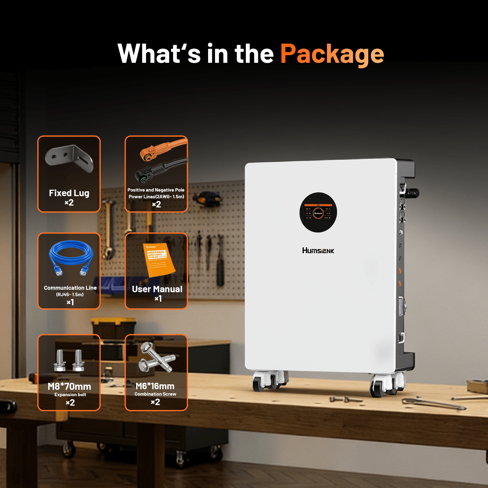 48V-300Ah-Wall-Mounted-Bluetooth-LiFePO4-Battery-Package-Contents