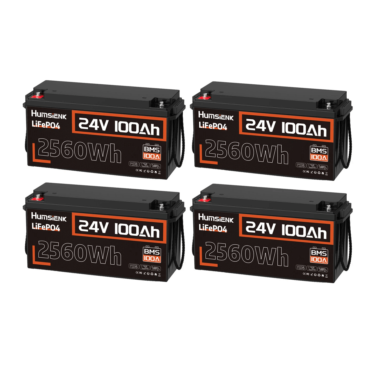 4 units 24V 100Ah LiFePO4 Battery for RV
