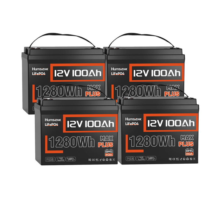 4 units Humsienk 12V 100Ah MAX PLUS LiFePO4 Battery