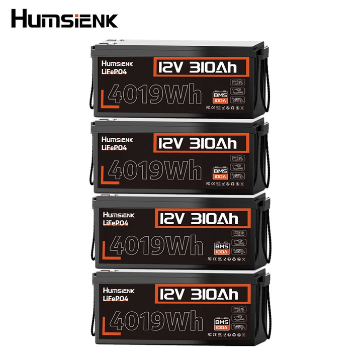 4 units Humsienk 12V 310Ah LiFePO4 Battery