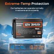 Humsienk ORIGIN 12V 314Ah Mini LiFePO4 Batterie mit Bluetooth (100A BMS)