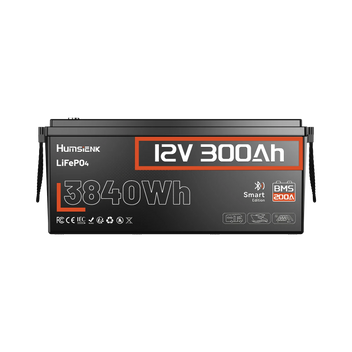 Humsienk 12V 300Ah Smart LiFePO4 Batterie (200A BMS & Bluetooth)