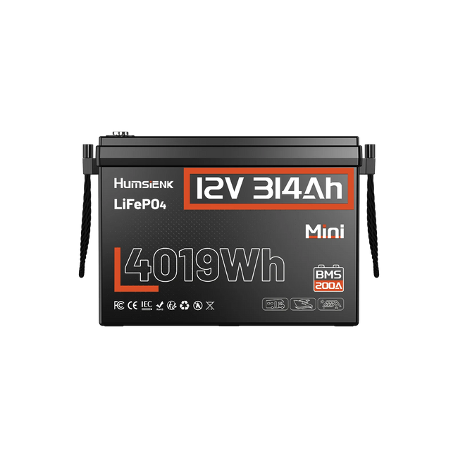 Humsienk 12V 314Ah Mini LiFePO4 Lithium Battery with 200A BMS