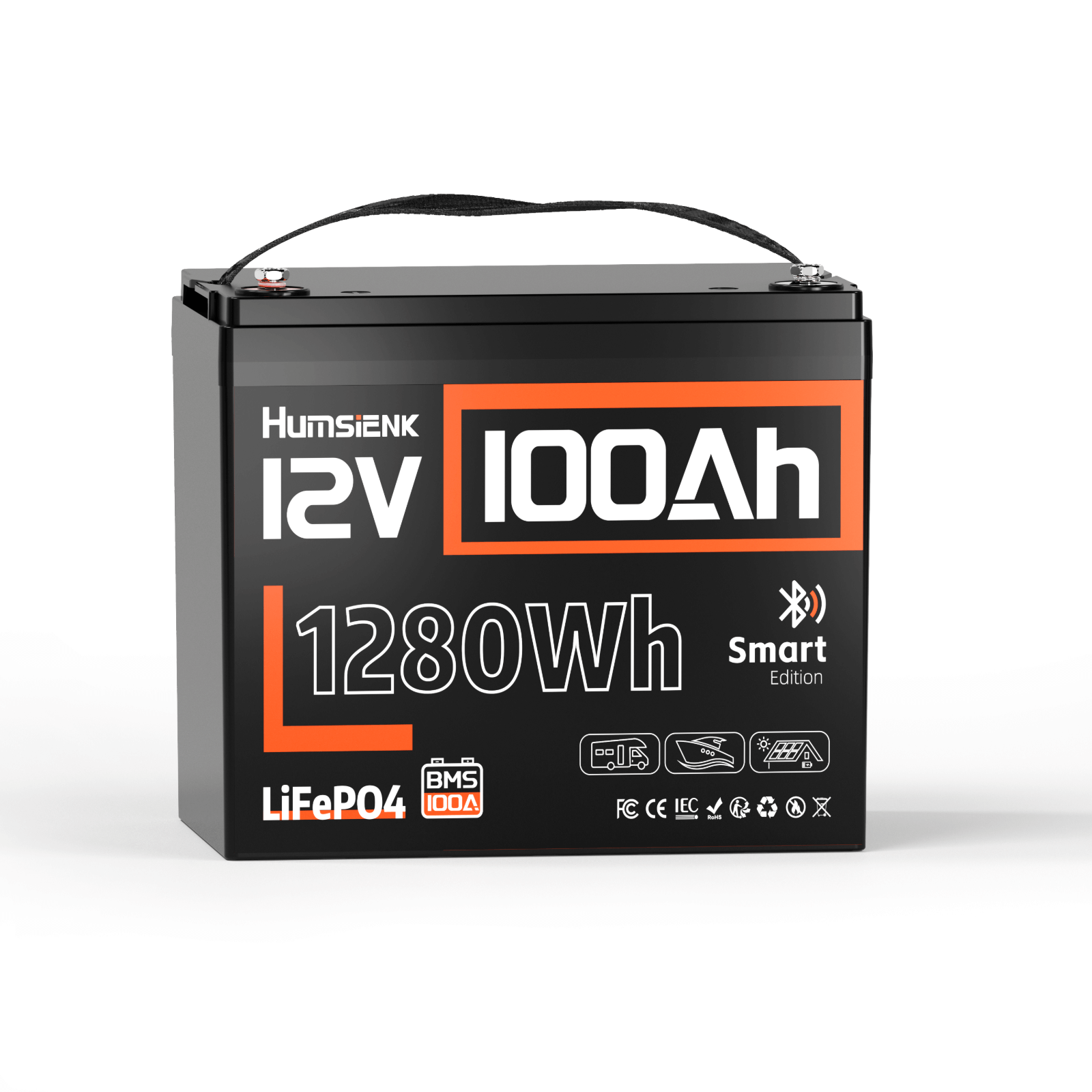 Humsienk 12V 100Ah Bluetooth LiFePO4 Battery Group 24