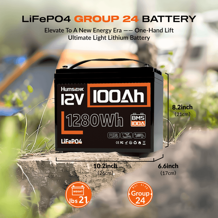 Humsienk 12V 100Ah LiFePO4 Lithium Battery size and weight