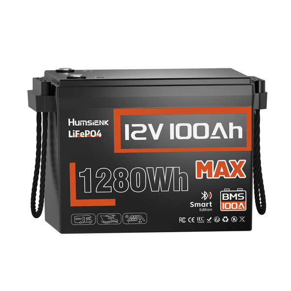 Humsienk 12V 100Ah MAX BT LiFePO4 Bluetooth Battery