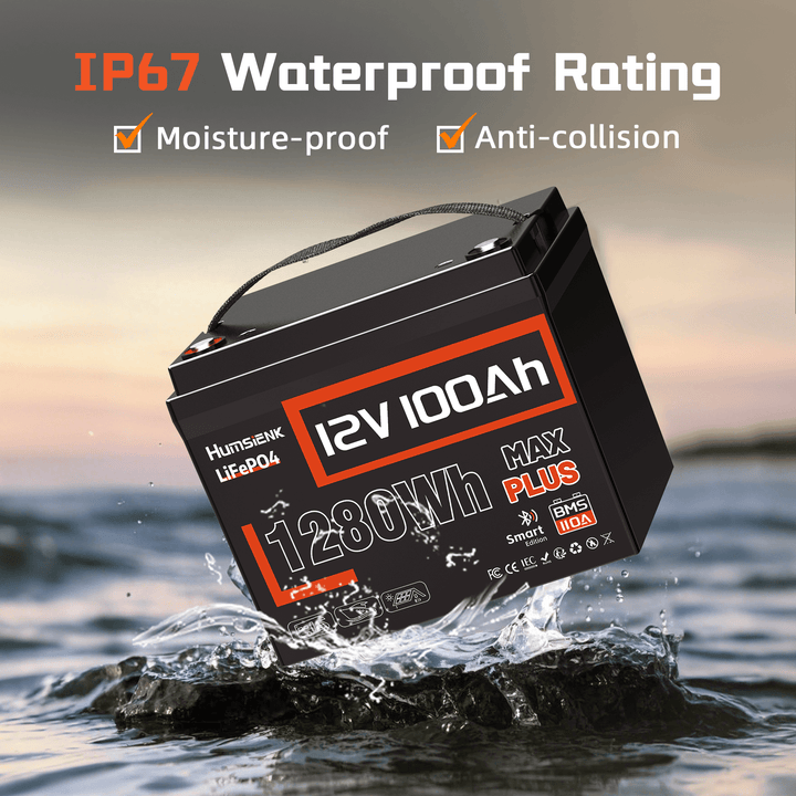 Humsienk 12V 100Ah MAX PLUS Bluetooth Battery IP67 Waterproof