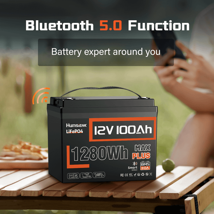 Humsienk 12V 100Ah MAX PLUS Bluetooth Battery Upgraded 5.0 BT