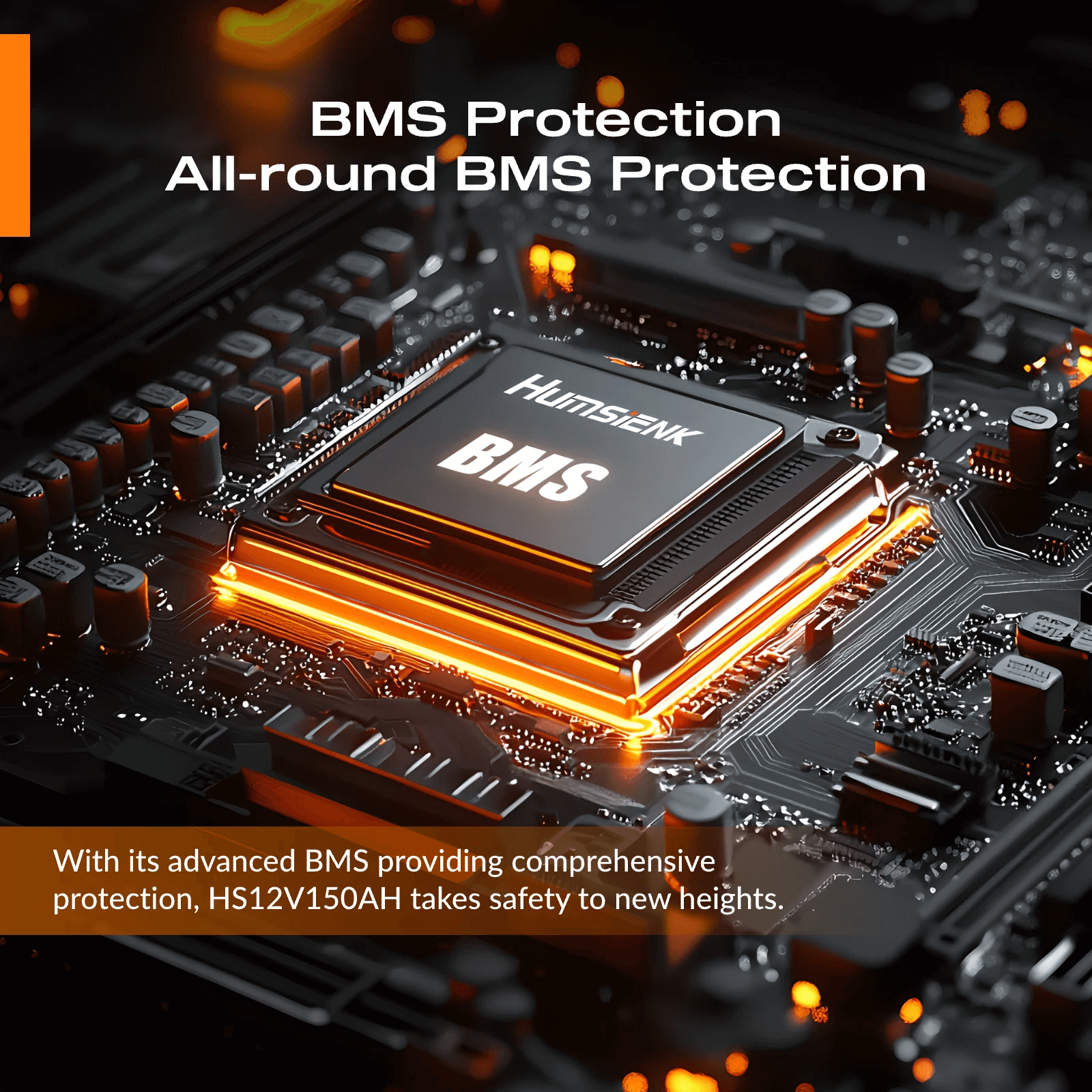 Humsienk 12V 150Ah LiFePO4 Battery All-round BMS Protection