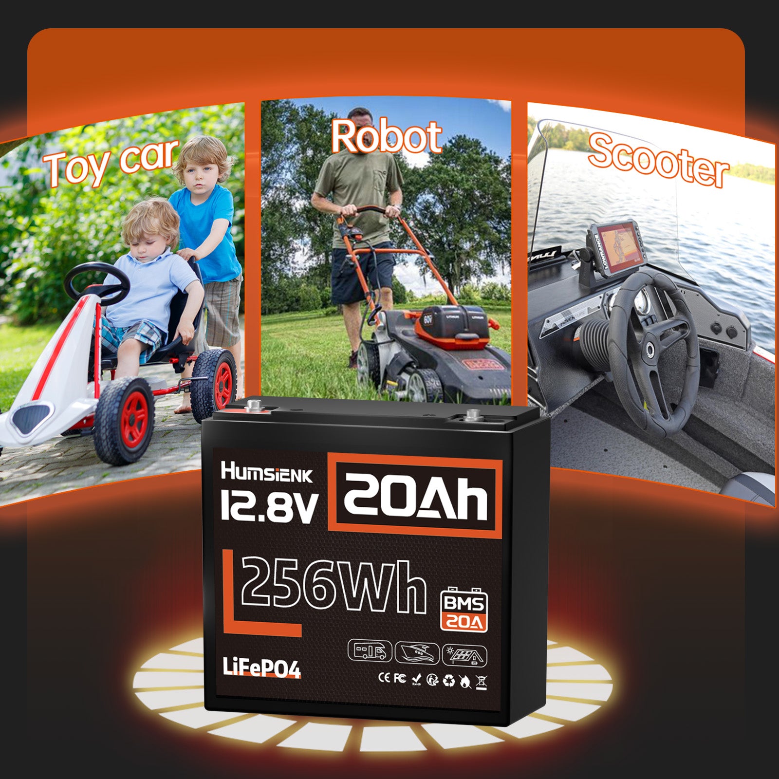 Humsienk 12V 20Ah Deep Cycle LiFePO4 Battery for multiple applications