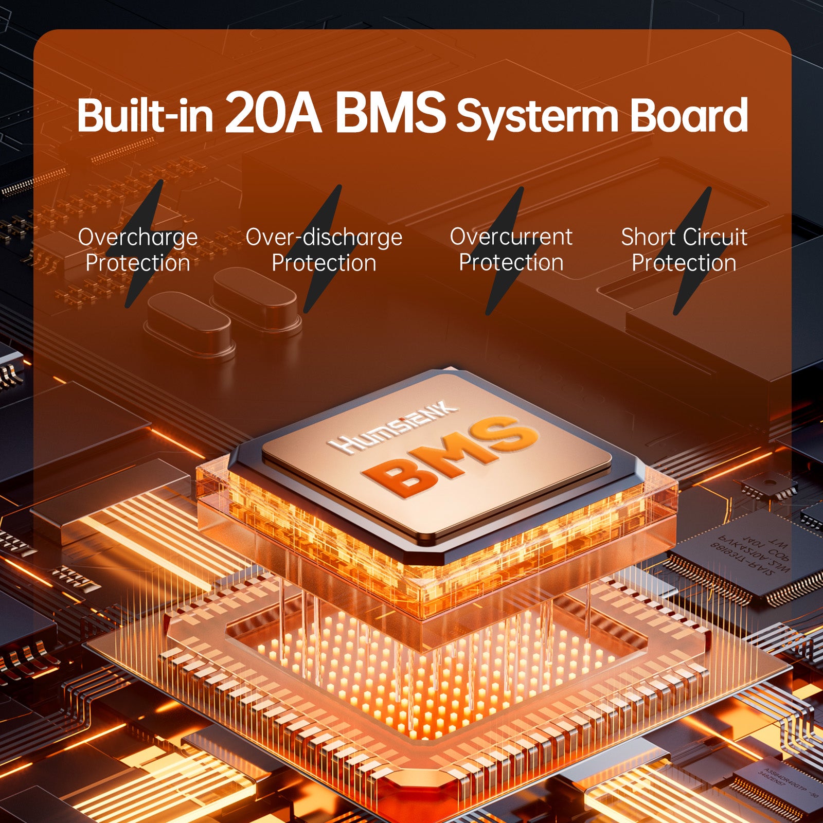Humsienk 12V 20Ah Deep Cycle LiFePO4 Battery with 20A BMS