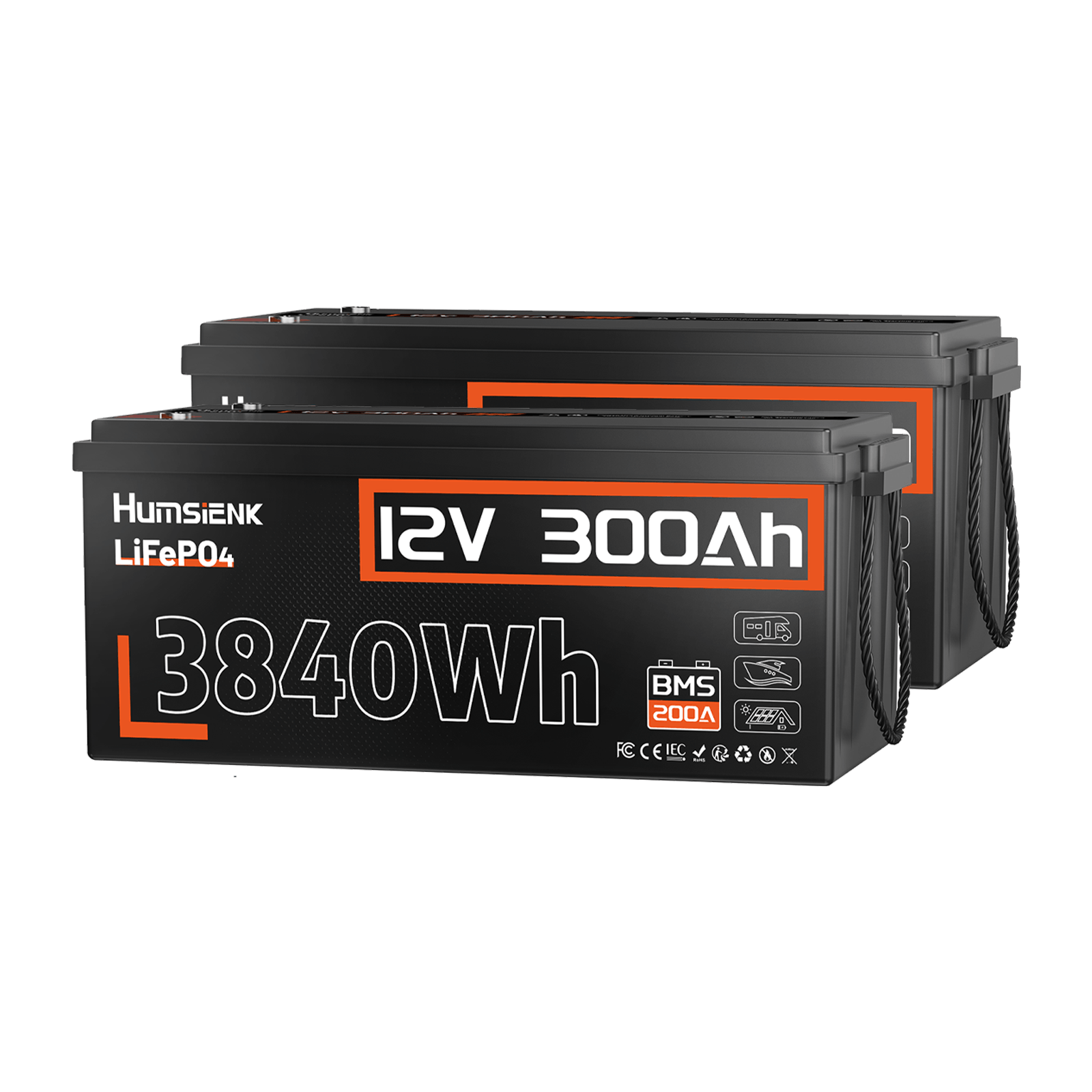 Humsienk_12V_300Ah_LiFePO4_Battery_with_200A_BMS-2_Pack