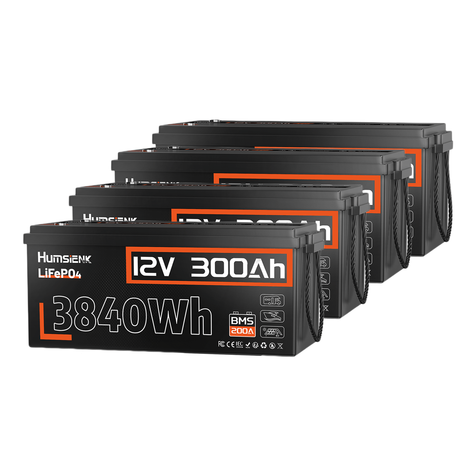 Humsienk_12V_300Ah_LiFePO4_Battery_with_200A_BMS-4_Pack