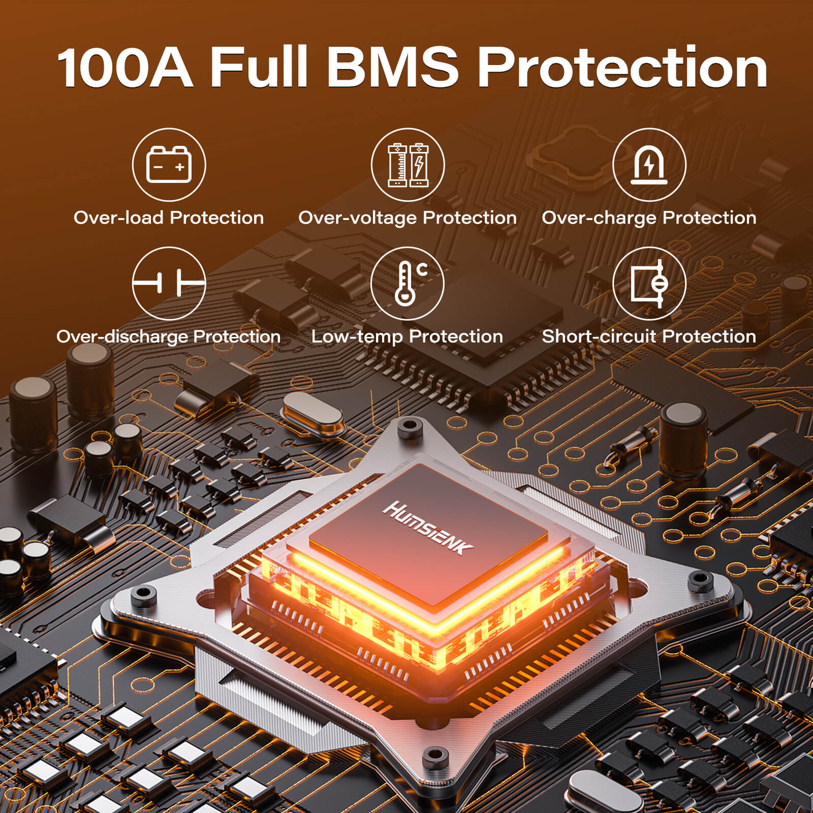 Humsienk 12V 310Ah LiFePO4 Battery 100A Full BMS Protection