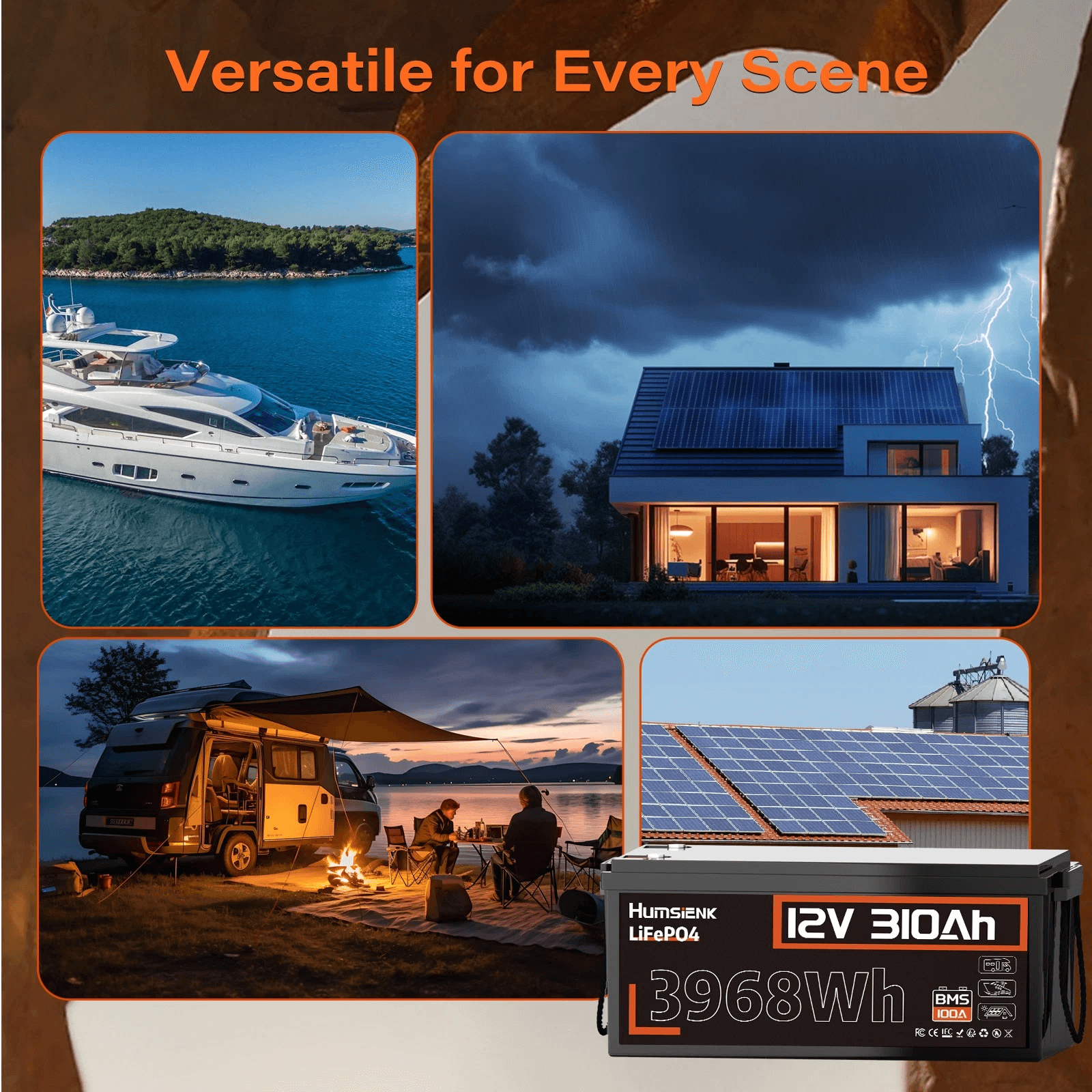 Humsienk 12V 310Ah LiFePO4 Battery Wide Application