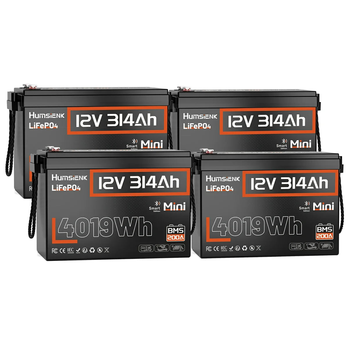 Humsienk ORIGIN 12V 314Ah Mini LiFePO4 Battery with Bluetooth (100A BMS)