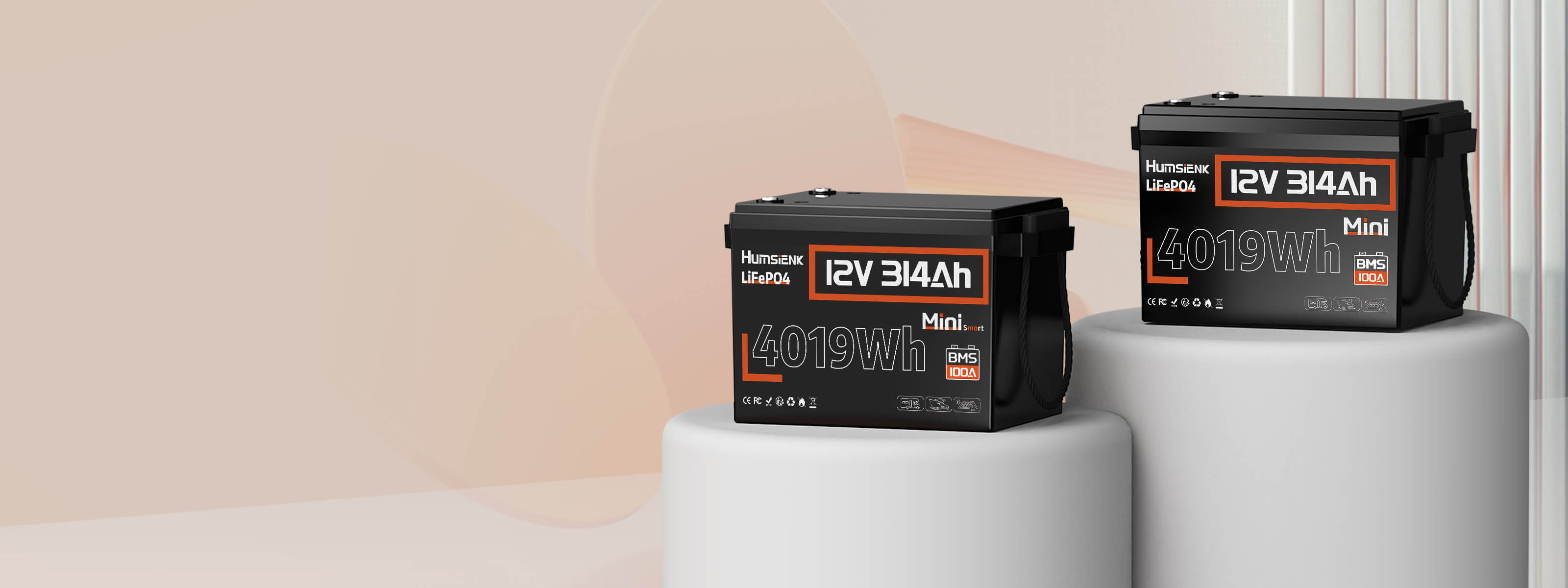 Humsienk 12V 314Ah Mini LiFePO4 Battery 100A Banner PC 