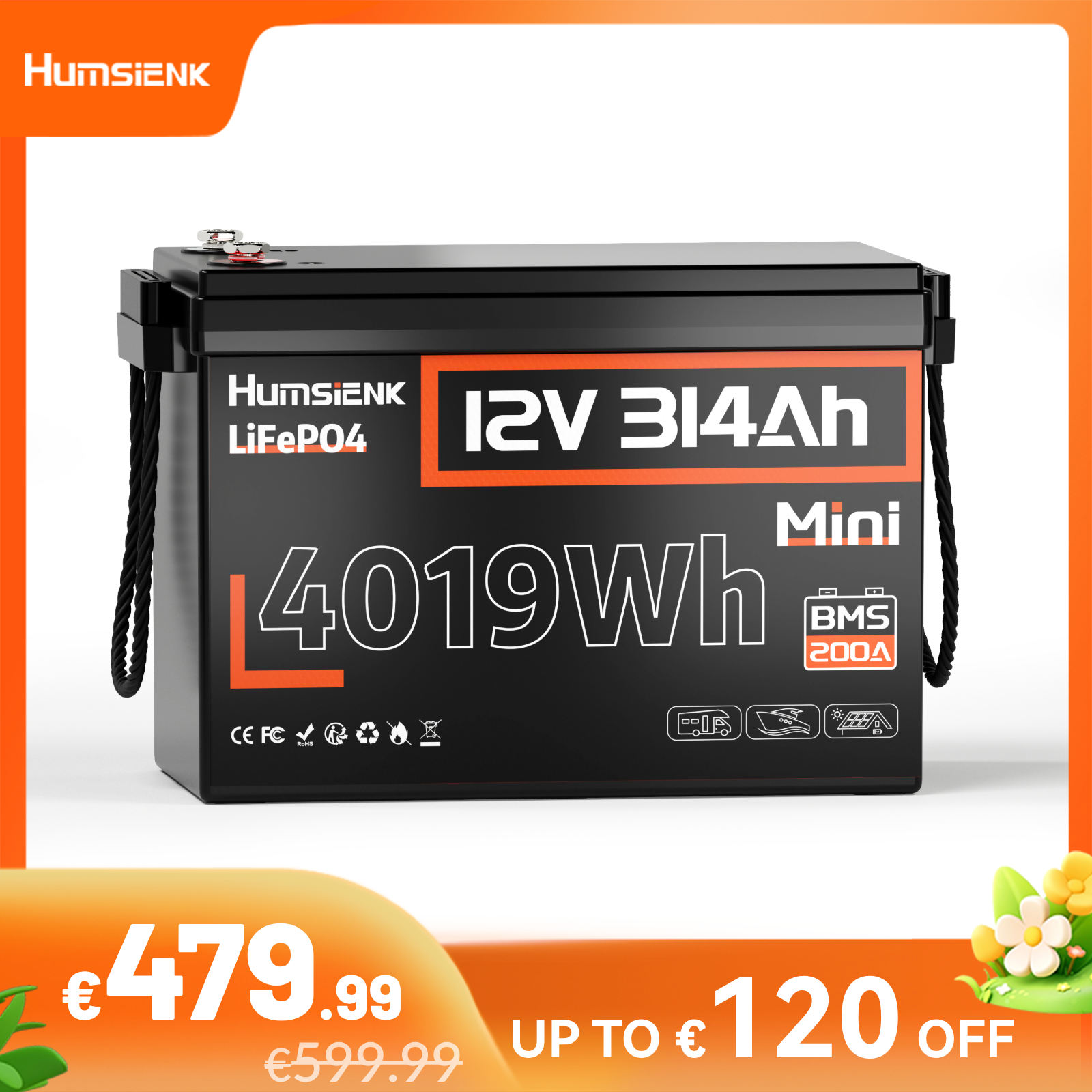 Humsienk_12V_314Ah_Mini_LiFePO4_Battery_200A_BMS