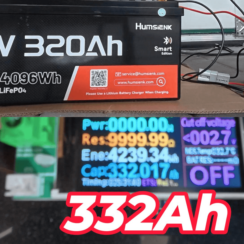 Humsienk 12V 320Ah LiFePO4 Lithium Bluetooth Battery with 332Ah available capacity