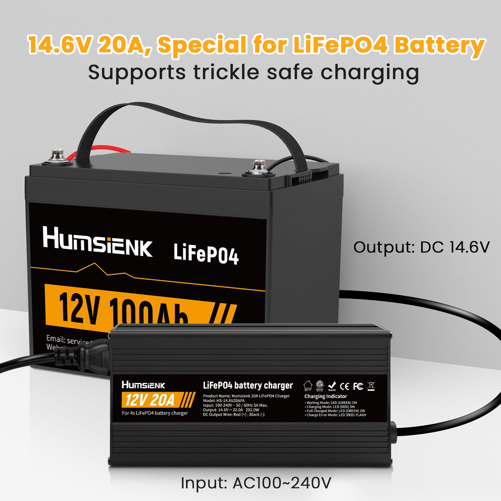 Humsienk 14.6V 20A Aluminum Shell Charger