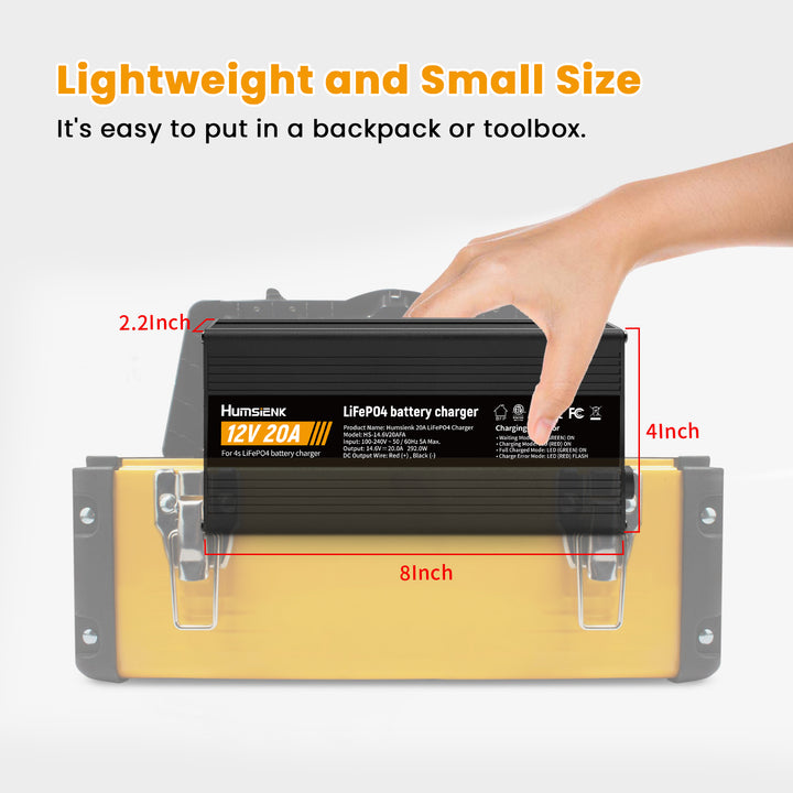 Humsienk 14.6V 20A Aluminum Shell Charger Lightweight and Small Size