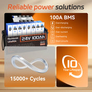 Humsienk 24V 100Ah LiFePO4 Battery with 100A BMS and grade A LiFePO4 cells