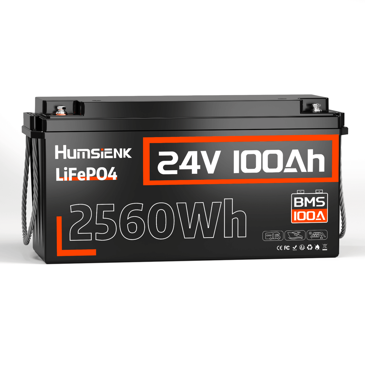 Humsienk 24V LiFePO4 Battery 100Ah, Ideal For Solar Power Storage​, RVs