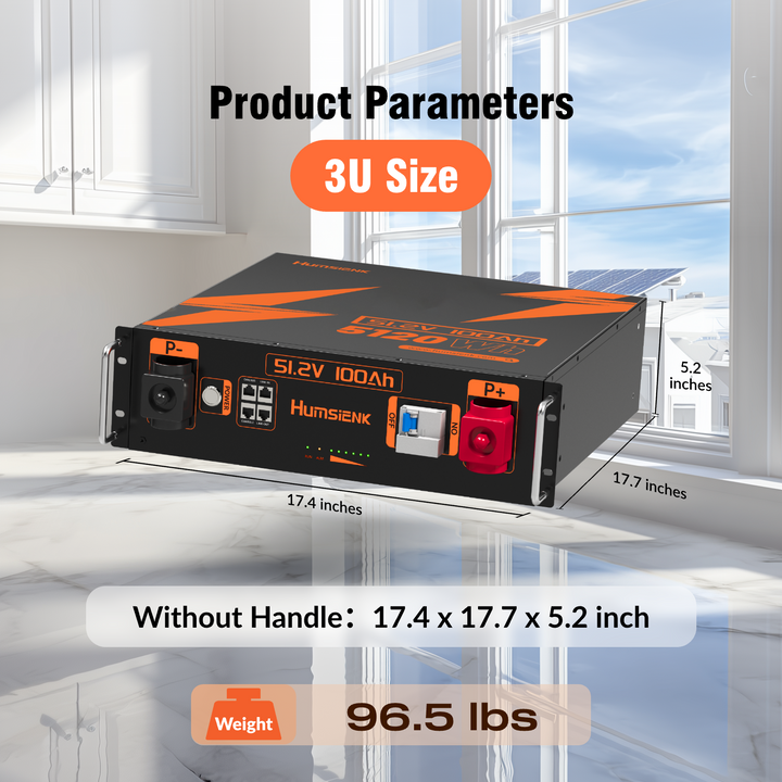 Humsienk 48V 00Ah 100A BMS Server Rack LiFePO4 Battery Size and Weight