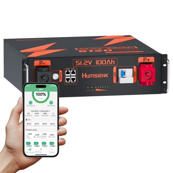 Humsienk 48V 100Ah 100A BMS Server Rack LiFePO4 Battery with Smart Bluetooth