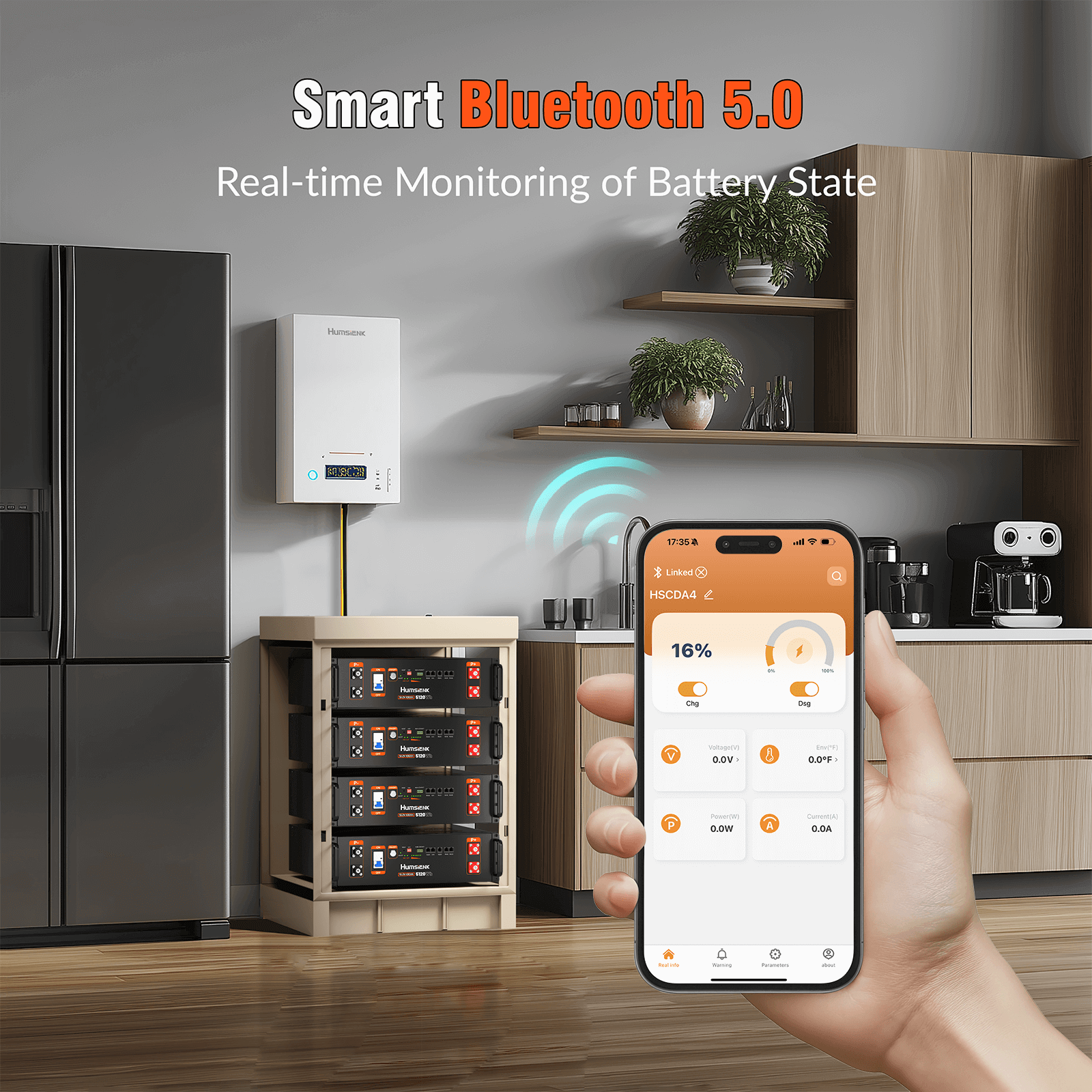 Humsienk 51.2V 100Ah LiFePO4 server rack battery with Bluetooth 5.0 monitoring