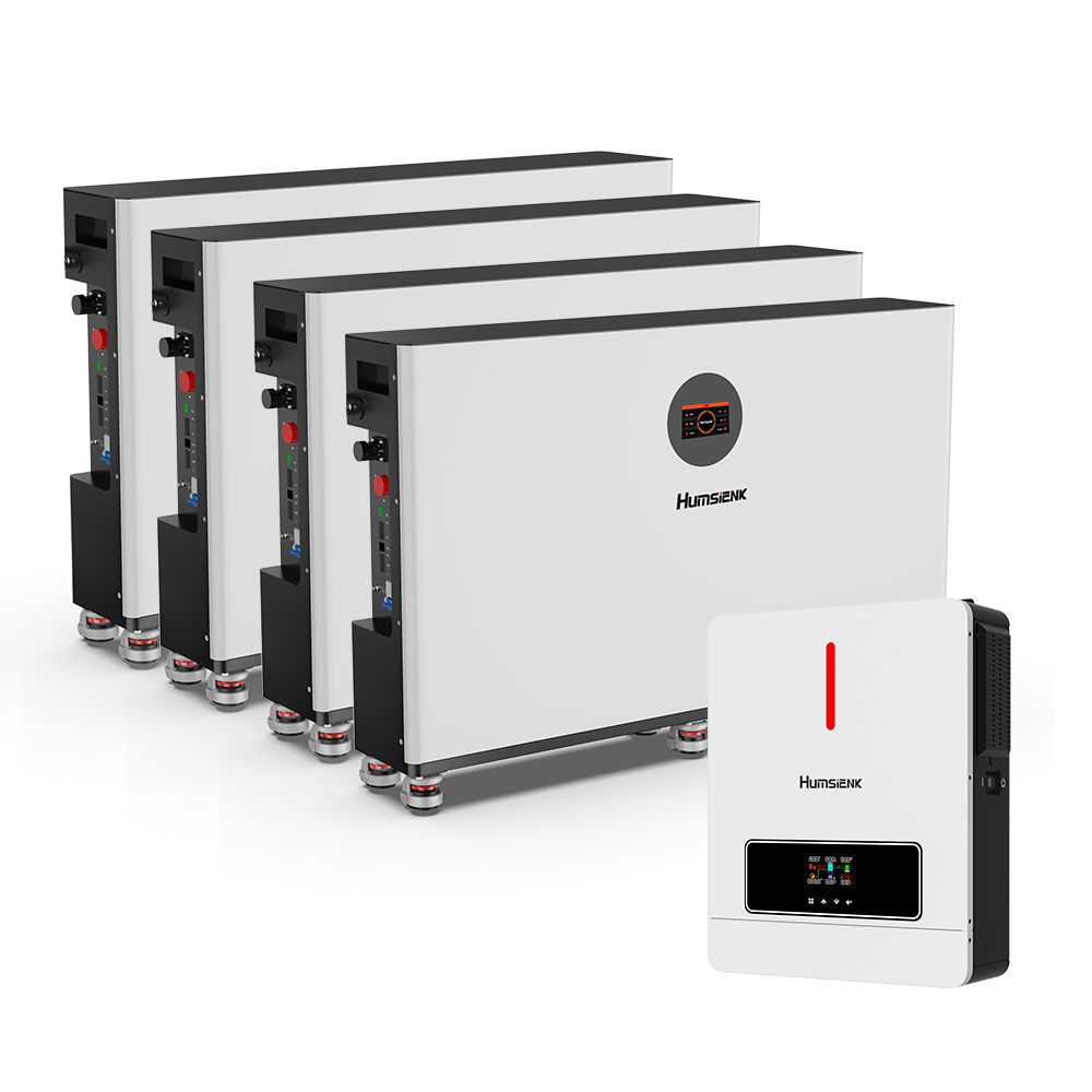 Humsienk_51.2V_400Ah_20.48kWh_Wall-Mounted_LiFePO4_Battery_4-Pack_with_6.2kW_Inverter