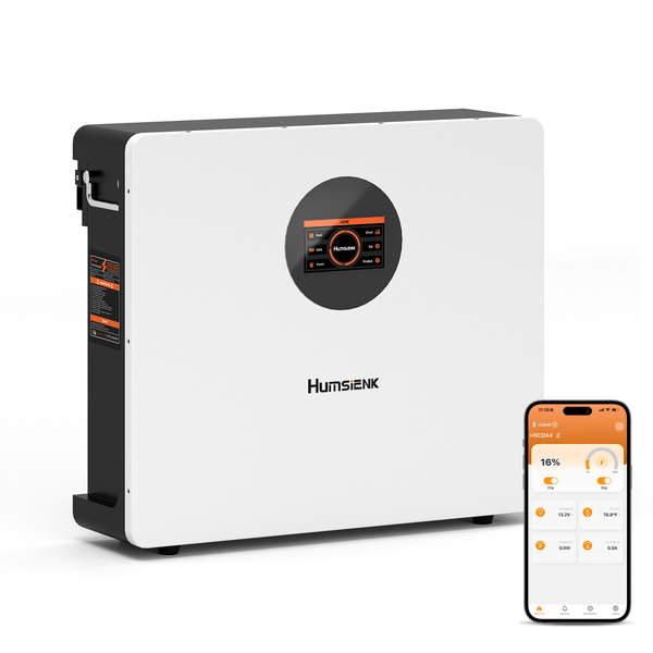 Humsienk 51,2V 100Ah LiFePO4 Solar Battery, 5.12kWh Wall-Mounted Home Battery Storage