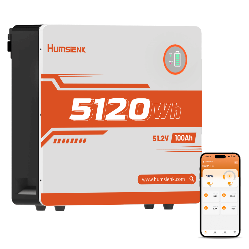 Humsienk 51,2V 100Ah LiFePO4 Solar Battery, 5kWh Wall-Mounted Home Battery Storage
