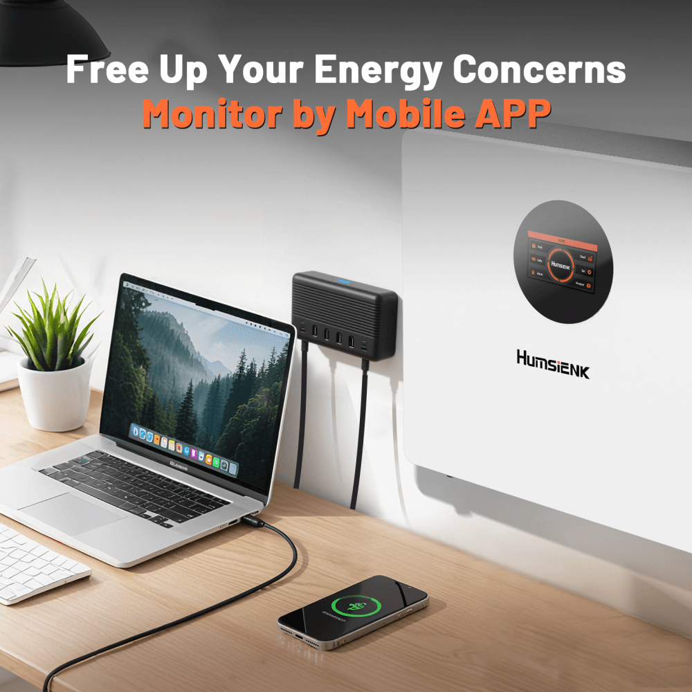 Humsienk 51,2V 100Ah LiFePO4 Solar Battery with Bluetooth Monitoring