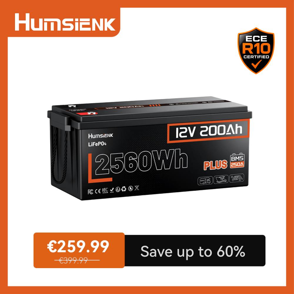 Humsienk ORIGIN 12V 200Ah Plus LiFePO4 aku (250A BMS) – ECE R10 sertifitseeritud