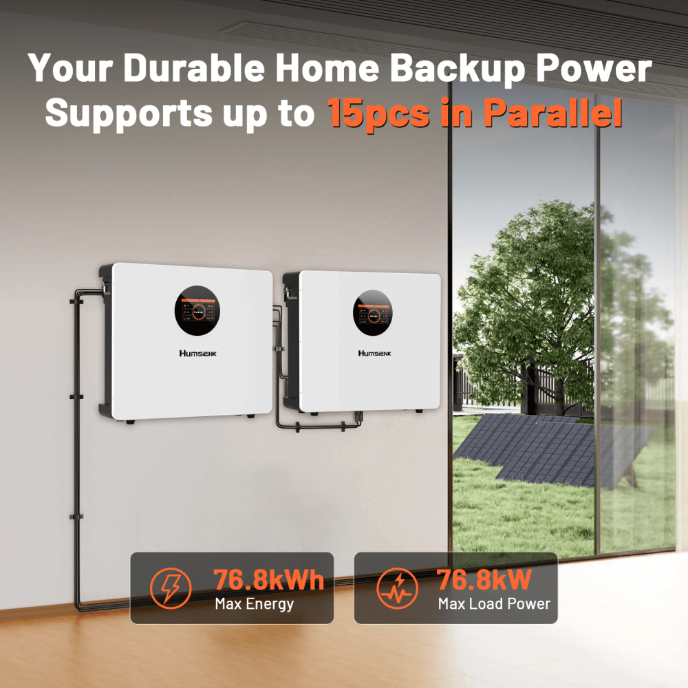 support max. 15 Humsienk 51,2V 100Ah LiFePO4 Solar Batteries in parallel